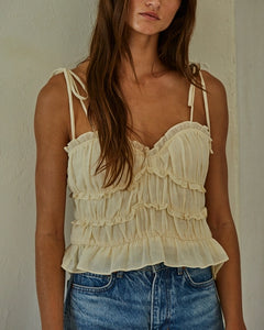 Woven Cotton Ruffle Top