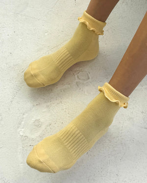 Ruffled Hugger Crew Socks - Yellow