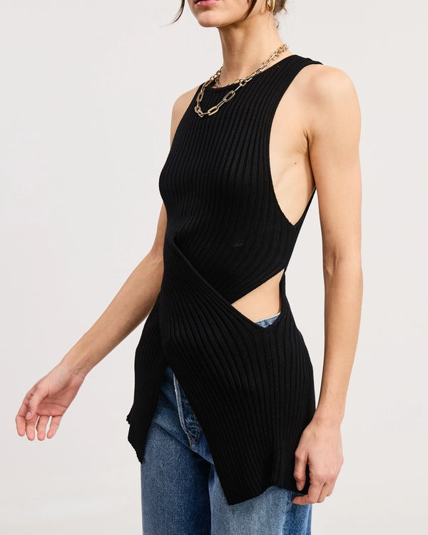 Criss-Cross Waist Wrap Cut Out Sweater Top