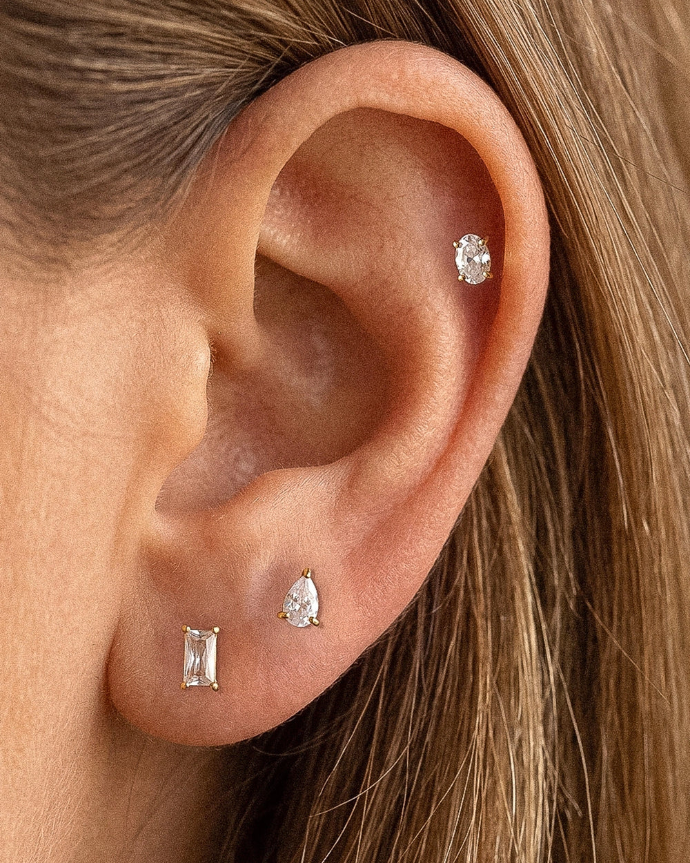 Pureté Pear & Oval Stud Earrings Set