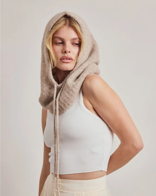 Alpaca Hood with Drawstrings
