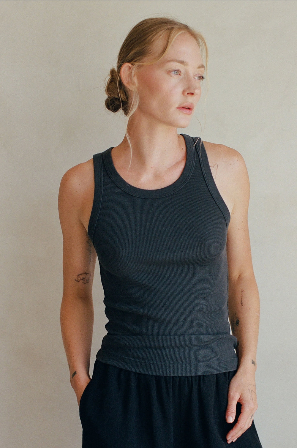 Knit Organic Cotton Top - Washed Black