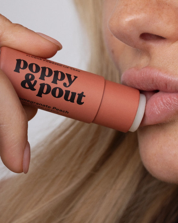 Poppy & Pout Lip Balm:  Pomegranate Peach