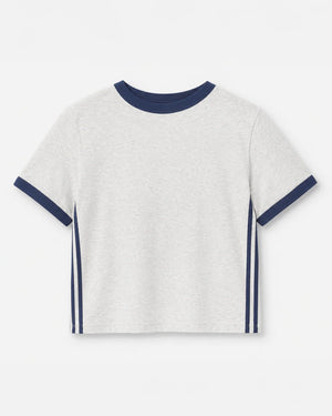 The Cait Top - Gray/Navy