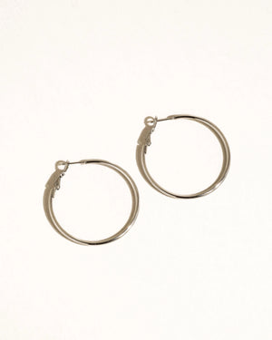 Classic Thin Hoop Earrings - Silver