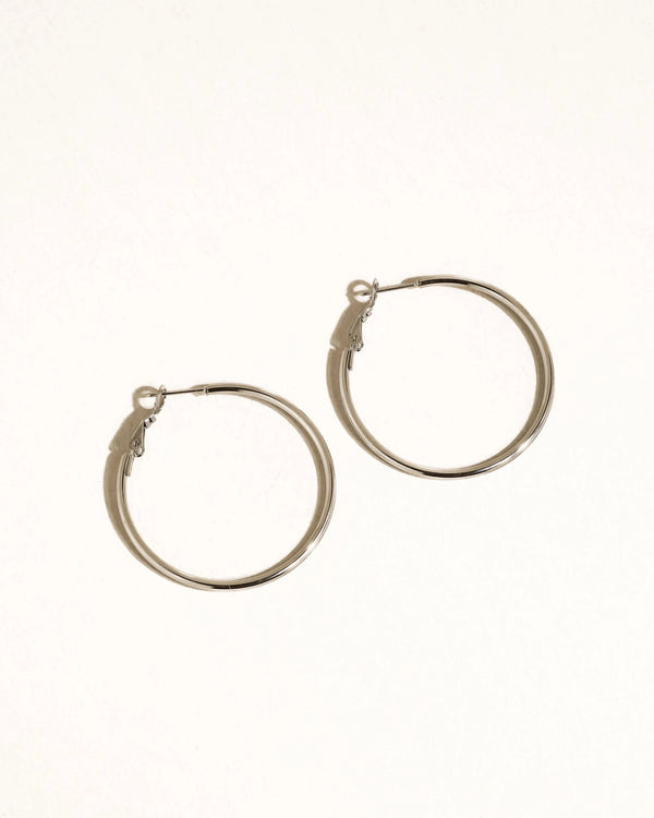 Classic Thin Hoop Earrings - Silver