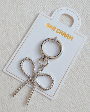 Silver Bow Bag Charm