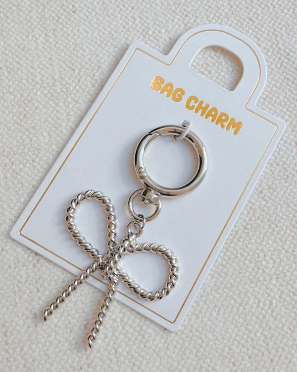 Silver Bow Bag Charm