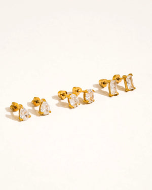 Pureté Pear & Oval Stud Earrings Set