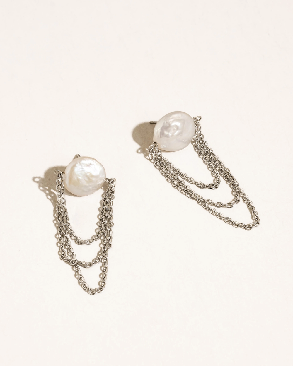 Baroque Pearl Chain Earrings