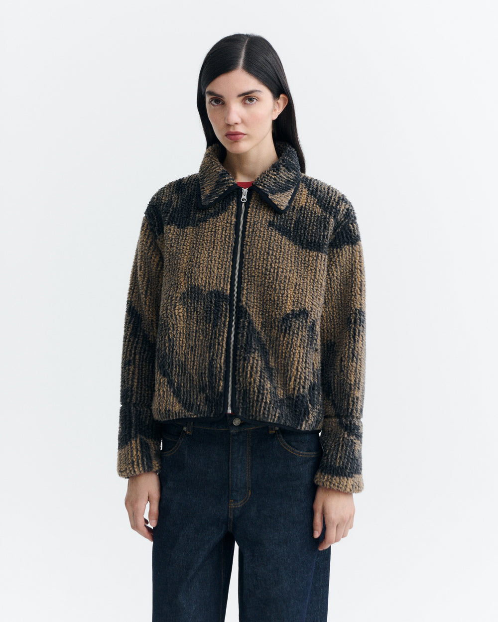 Camel Lotus Jacquard Kendra Jacket